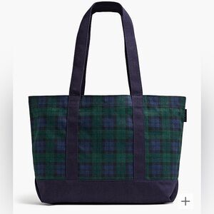 JCrew Canvas Tote Bag Tartan Blackwatch Plaid